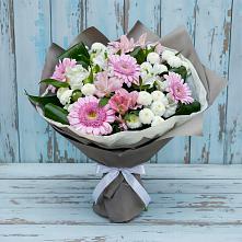Букет цветов из:  Герберы, Альстромерии и Хризантемы #REPLACE_PRED# Воздвиженке Приморский край