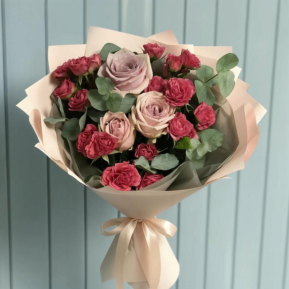 Букет цветов из: Гвоздики и Розы в Воздвиженке Приморский край