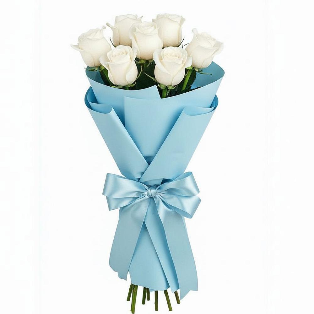 Букет 7 белых роз Проуд в Воздвиженке Приморский край
