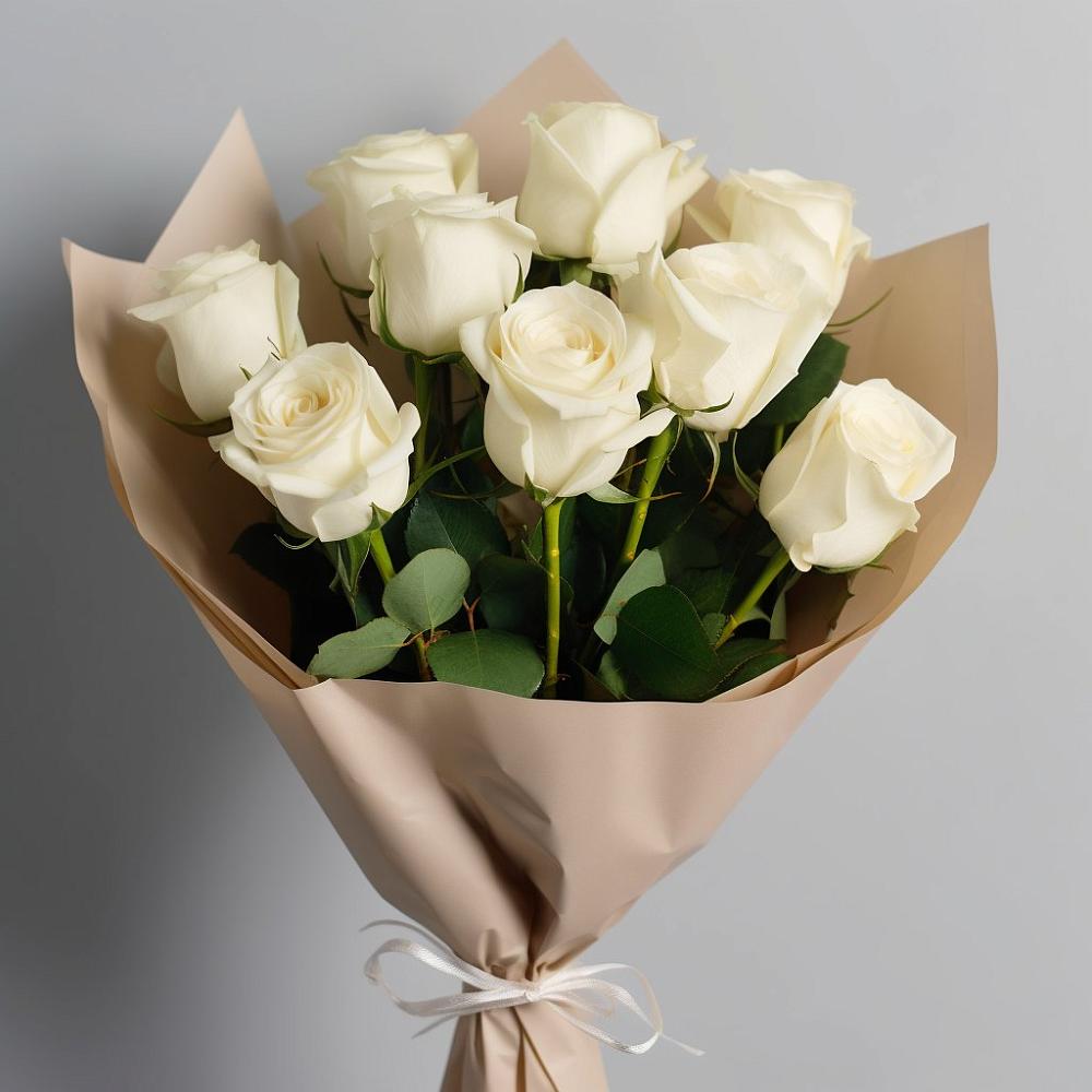 Букет 9 Белых роз Эдлесс Лав в Воздвиженке Приморский край