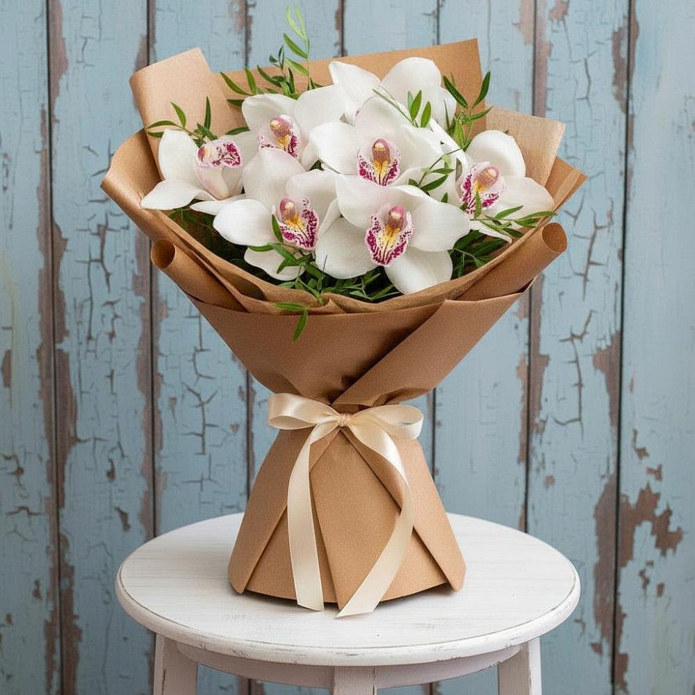 Букет цветов из: Орхидеи и Розы в Воздвиженке Приморский край