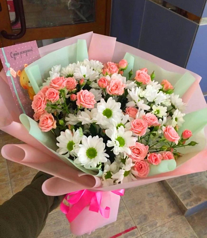 Букет цветов из: Розы и Хризантемы в Воздвиженке Приморский край