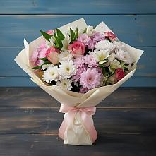 Букет цветов из:  Хризантемы, Альстромерии и Розы в Воздвиженке Приморский край