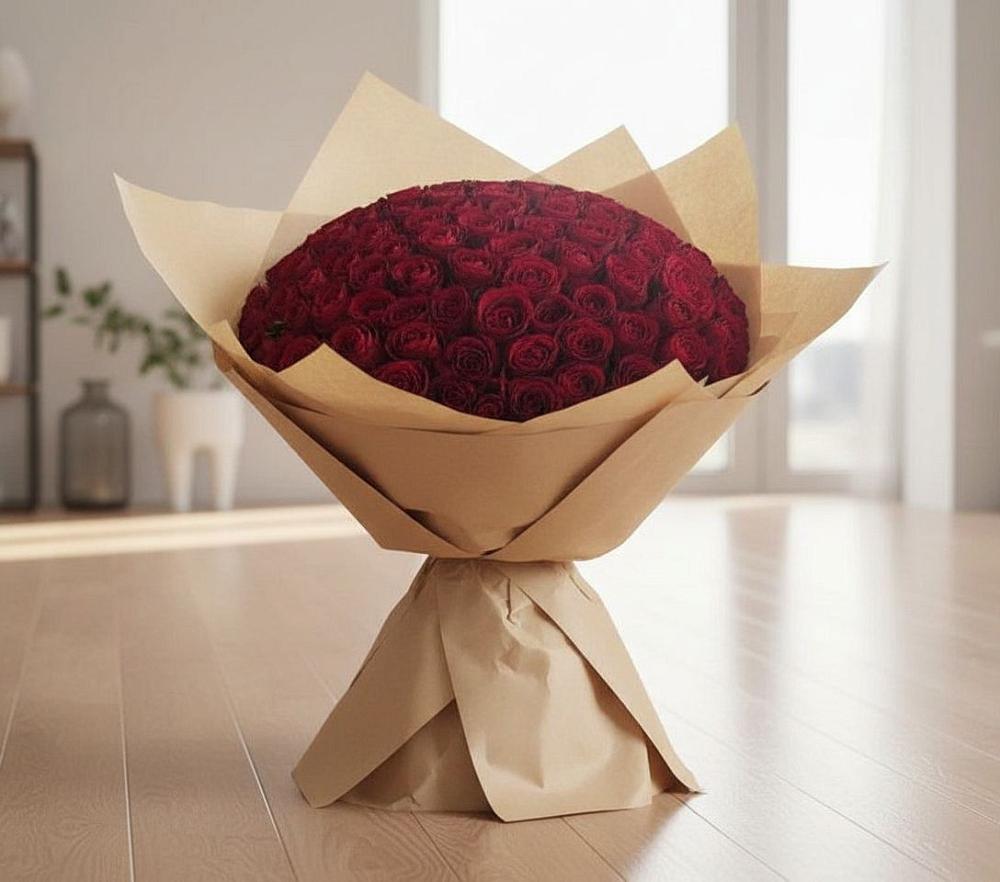 Букет 101 Красная роза в Воздвиженке Приморский край